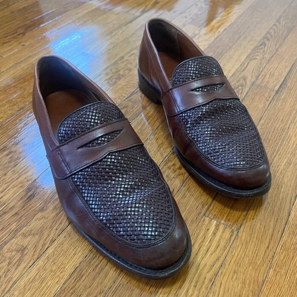 ALLEN EDMONDS Lake Bluff Oxford Weave Brown Leather Dress Shoes - Men's 9 / EEE